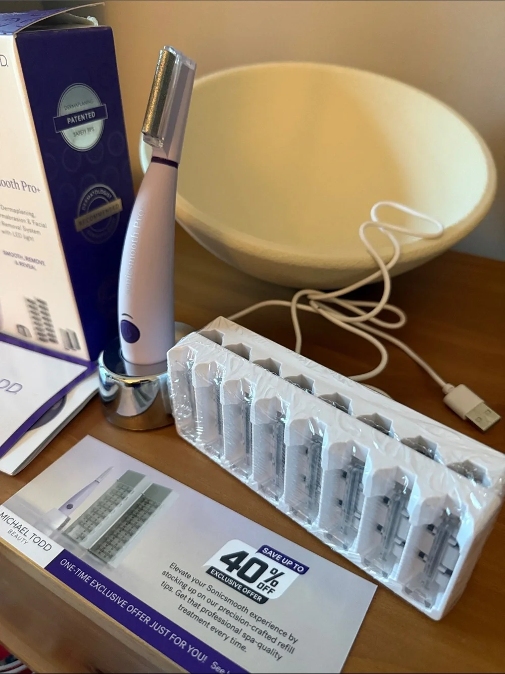 SONICSMOOTH PRO + 2 IN 1 FACIAL EXFOLIATION & PEACH FUZZ HAIR REMOVAL SYSTEM
